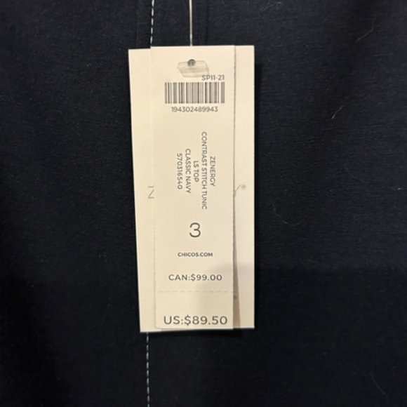 Chico's Zenergy Sweatshirt Navy Women's 2-3x NEW w/tag - Picture 3 of 3